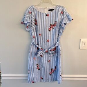 Nine West Blue/White Stripped Dress with Tie